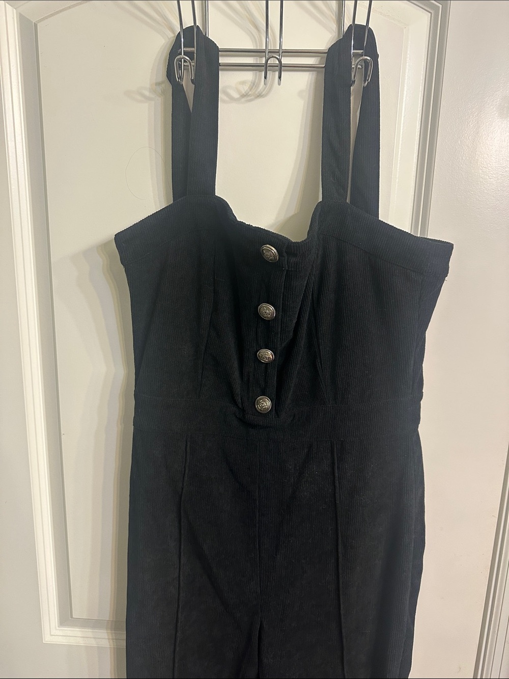 Black Button-Front Jumpsuit with Straps